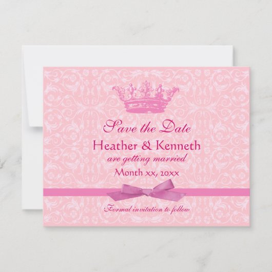 Sparen de Datum Gebouwde Roze Kaart (Voorkant)