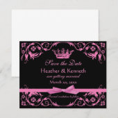 Sparen de Datum Gebouwde Roze Save The Date (Voorkant / Achterkant)