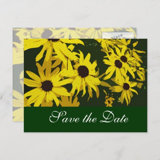 Sparen de Datum, gele maisiebloemen Aankondigingskaart (Voorkant / Achterkant)