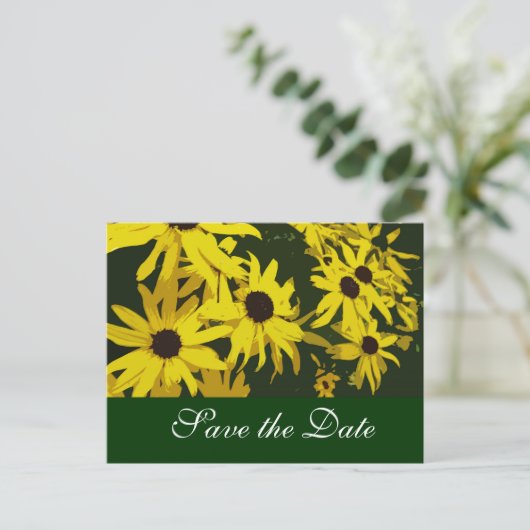 Sparen de Datum, gele maisiebloemen Aankondigingskaart (Staand voorkant)