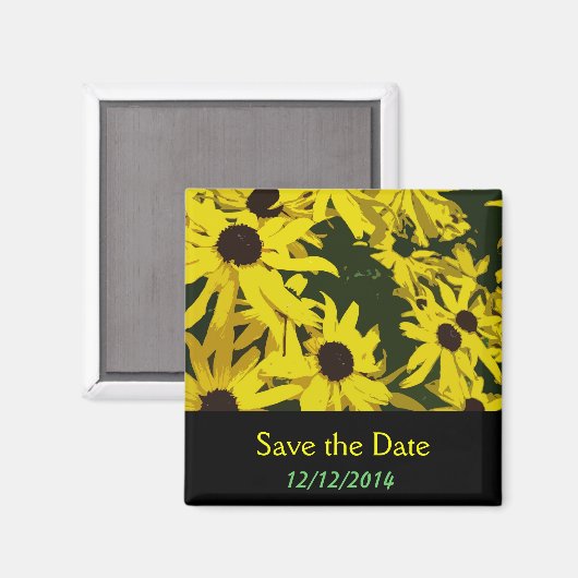 Sparen de Datum, gele maisiebloemen Magneet (Voorkant / Achterkant)
