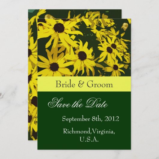 Sparen de Datum, gele maisiebloemen Save The Date (Voorkant / Achterkant)