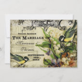 Sparen de Datum, Gele Song Bird Cage Floral Save The Date (Voorkant)