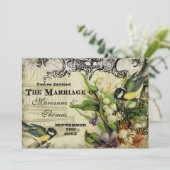 Sparen de Datum, Gele Song Bird Cage Floral Save The Date (Staand voorkant)