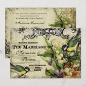 Sparen de Datum, Gele Song Bird Cage Floral Save The Date (Voorkant / Achterkant)