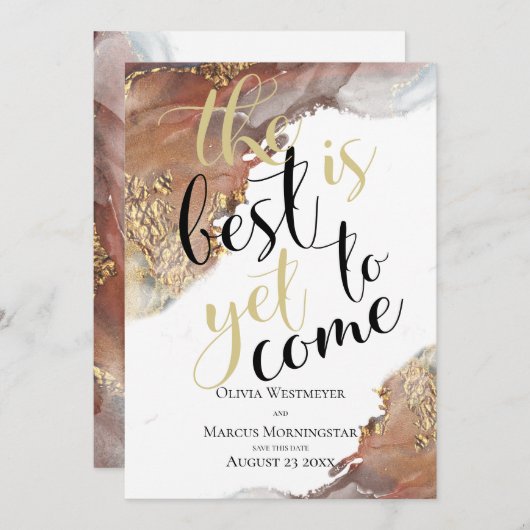 Sparen de Datum Gemarmerde Ink Gold en Bronze Kaart (Voorkant / Achterkant)