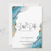 Sparen de Datum Gemarmerde Turquoise van de Inkt e Kaart (Voorkant)