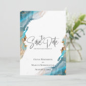 Sparen de Datum Gemarmerde Turquoise van de Inkt e Kaart (Staand voorkant)