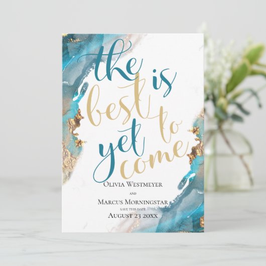 Sparen de Datum Gemarmerde Turquoise van de Inkt e Kaart (Staand voorkant)