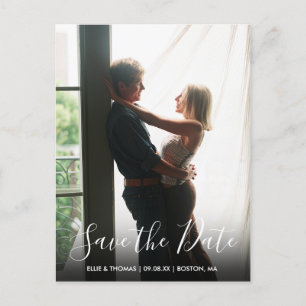 Sparen de Datum Gematigde Foto van het Manuscript  Aankondigingskaart