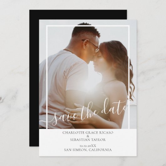 Sparen de Datum Gematigde Persoonlijke Foto Aankondiging (Voorkant / Achterkant)