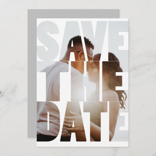 Sparen de Datum Gematigde Persoonlijke Foto Aankondiging (Voorkant / Achterkant)
