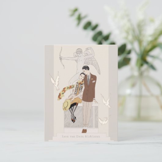 Sparen de Datum George Barbier Love koppel CC1224 Briefkaart (Staand voorkant)