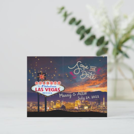 Sparen de Datum Gepersonaliseerd Briefkaart Las Ve (Staand voorkant)