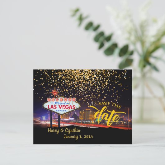 Sparen de Datum Gepersonaliseerd Briefkaart Las Ve (Staand voorkant)