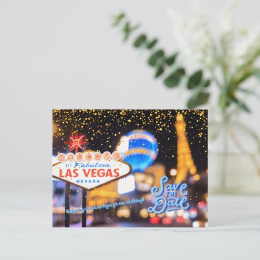 Sparen de Datum Gepersonaliseerd Briefkaart Las Ve (Staand voorkant)