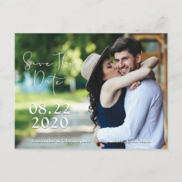 Sparen de Datum Geschaduwd Witmanuscript | 2 Foto' Aankondigingskaart