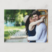 Sparen de Datum Geschaduwd Witmanuscript | 2 Foto' Aankondigingskaart (Voorkant)