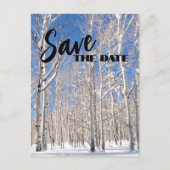 Sparen de Datum Gezin Reunion Snowy Winter Aspens Aankondigingskaart (Voorkant)