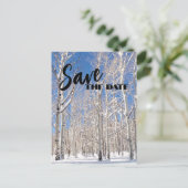 Sparen de Datum Gezin Reunion Snowy Winter Aspens Aankondigingskaart (Staand voorkant)