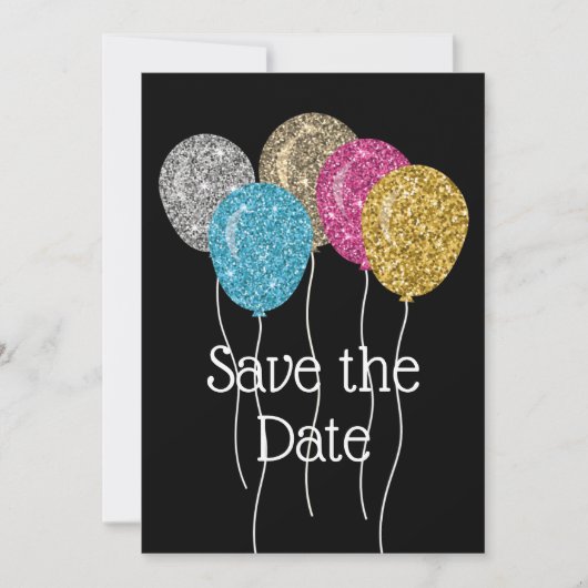 Sparen de Datum Glitter Birthday Partij Save The Date (Voorkant)