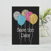 Sparen de Datum Glitter Birthday Partij Save The Date (Staand voorkant)