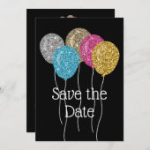 Sparen de Datum Glitter Birthday Partij Save The Date (Voorkant / Achterkant)