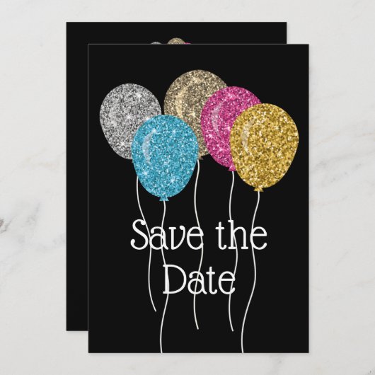 Sparen de Datum Glitter Birthday Partij Save The Date (Voorkant / Achterkant)
