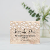 Sparen de Datum Gold ballons Glitter 2Aankondiging Aankondigingskaart (Staand voorkant)