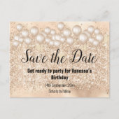 Sparen de Datum Gold ballons Glitter Aankondigingskaart (Voorkant)