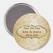 Sparen de Datum Gold Black Swirly Tortelduifjes Ma Magneet (Voorkant / Achterkant)