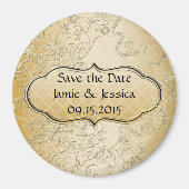 Sparen de Datum Gold Black Swirly Tortelduifjes Ma Magneet (Voorkant)