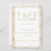 Sparen de Datum Gold Confetti en Wit Save The Date (Voorkant)