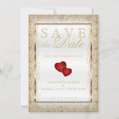 Sparen de Datum Gold Confetti en Wit Save The Date (Voorkant)
