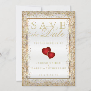 Sparen de Datum Gold Confetti en Wit Save The Date