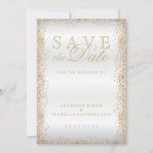 Sparen de Datum Gold Confetti en Wit Save The Date (Voorkant)