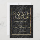 Sparen de Datum Gold en Zwarte Damask Save The Date (Voorkant)