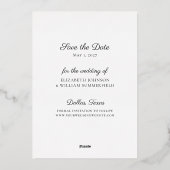 Sparen de Datum Gold Foil Foto Weddenschap Folie Uitnodiging (Achterkant)