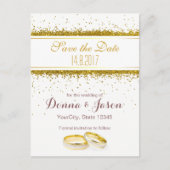 Sparen de Datum Gold Glitter Rings - Briefkaart (Voorkant)