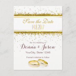 Sparen de Datum Gold Glitter Rings - Briefkaart