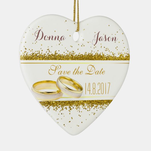 Sparen de Datum Gold Glitter Rings - het Ornament  (Rechts)