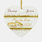 Sparen de Datum Gold Glitter Rings - het Ornament  (Voorkant)