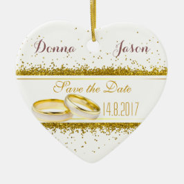 Sparen de Datum Gold Glitter Rings - het Ornament 