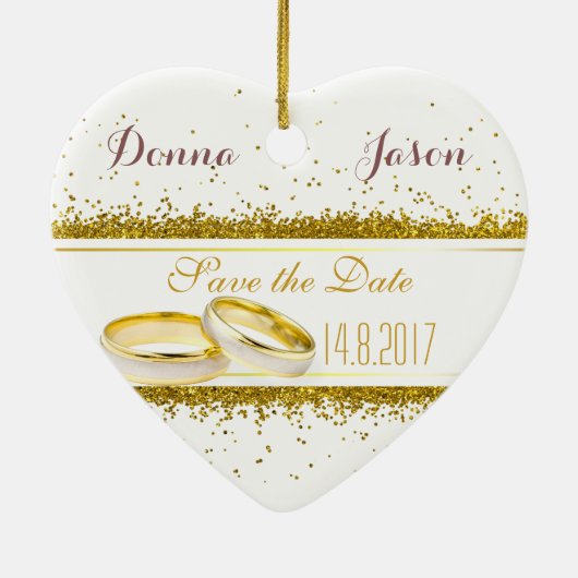 Sparen de Datum Gold Glitter Rings - het Ornament  (Achterkant)