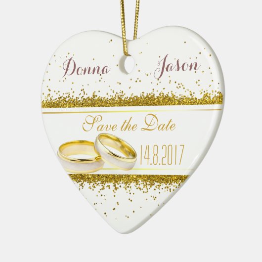 Sparen de Datum Gold Glitter Rings - het Ornament  (Links)