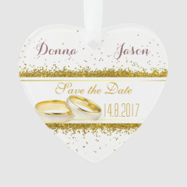 Sparen de Datum Gold Glitter Rings - het Ornament 