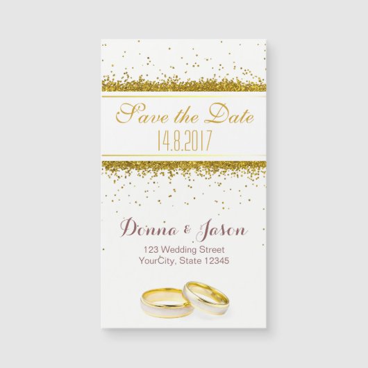 Sparen de Datum Gold Glitter Rings - Magnetische K (Voorkant)