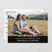 Sparen de Datum Gold Heart Modern Weddenfoto Aankondigingskaart (Voorkant / Achterkant)