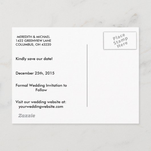 Sparen de Datum Gold Heart Modern Weddenfoto Aankondigingskaart (Achterkant)