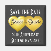 Sparen de Datum Gold Hearts 50e verjaardag Magneet (Voorkant)